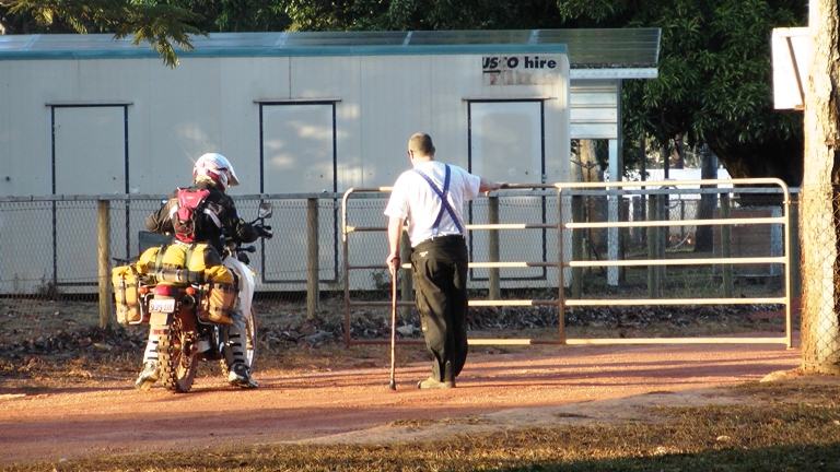 Biker am Stock